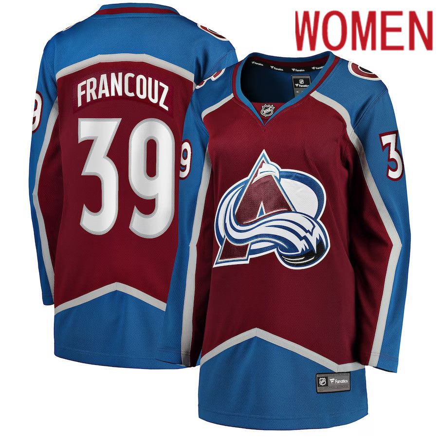 Women Colorado Avalanche 39 Pavel Francouz Fanatics Branded Burgundy Home Breakaway Player NHL Jersey